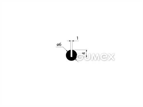 Rundes Gummiprofil, 6mm, Rille 1mm, 2-Ströme, 70°ShA, EPDM, -40°C/+100°C, schwarz, 